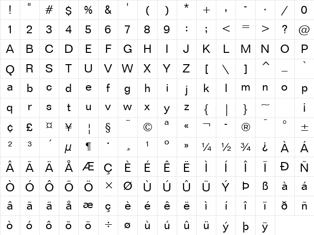 Folio Book Character Map