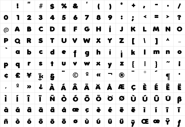 Folks-Heavy Regular Character Map Folks-Heavy Regular Character Map
