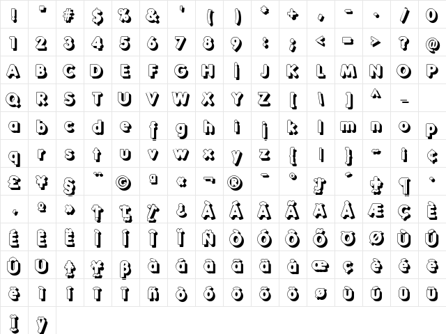 FolksShades Regular Character Map