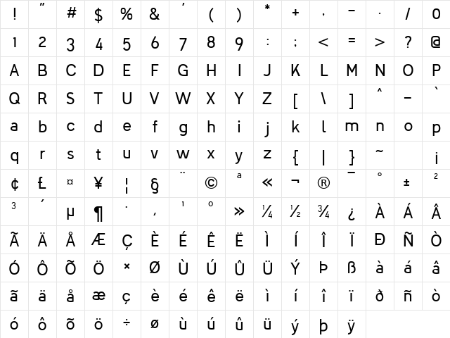 Fonce Sans Regular Character Map Fonce Sans Regular Character Map