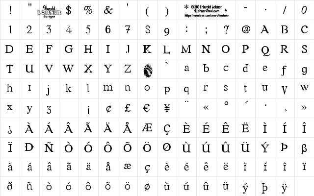 Font Error Regular Character Map