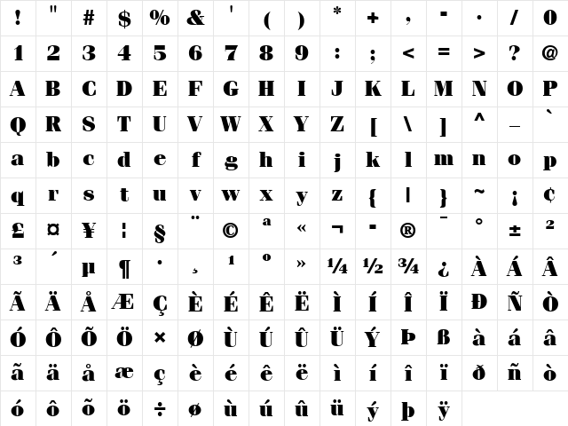 ITCFenice LT Ultra Regular Character Map