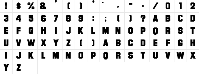 Font Normal Character Map