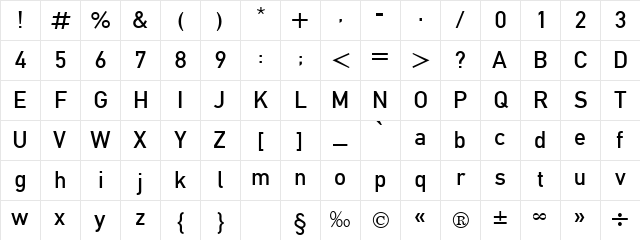font134 Regular Character Map font134 Regular Character Map