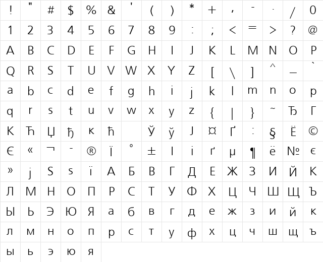 font162 Regular Character Map