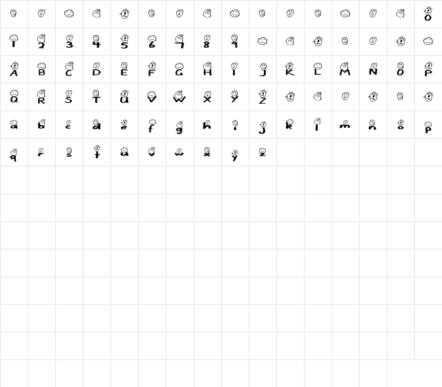 NewFont Regular Character Map