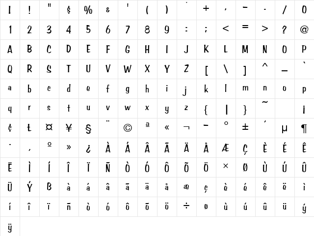 AmberURWTNor Regular Character Map AmberURWTNor Regular Character Map