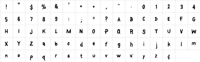 FontOnAStick Regular Character Map