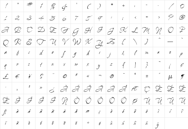 Ambiance BT Light Character Map