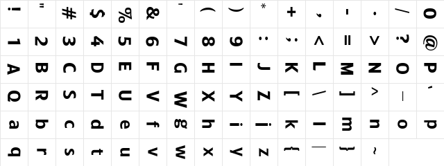 FontRight Regular Character Map