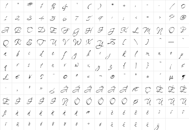 Ambiance BT Swash Light Character Map