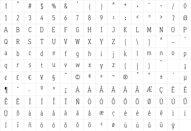 Aaux OfficeLight Regular Character Map