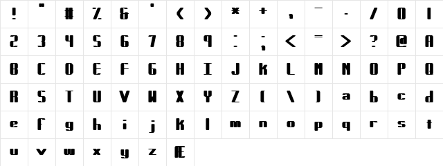 Forcible (BRK) Regular Character Map