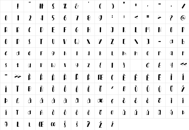 Forest Glamor Regular Character Map Forest Glamor Regular Character Map