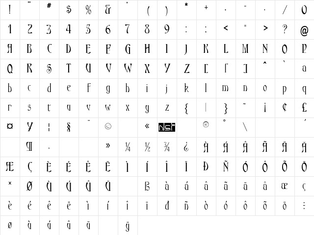 Ambrosia Regular Character Map
