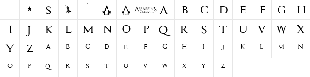 Assassin$ Regular Character Map Assassin$ Regular Character Map