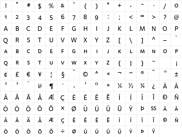 FoundrySterling-MediumExpert Regular Character Map
