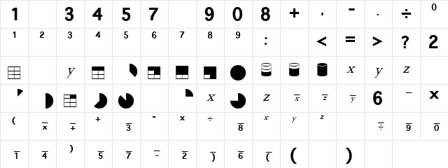 Fractional Numbers Regular Character Map
