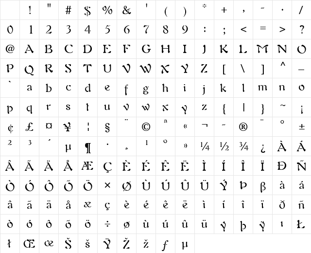 Auriol LT Regular Character Map Auriol LT Regular Character Map