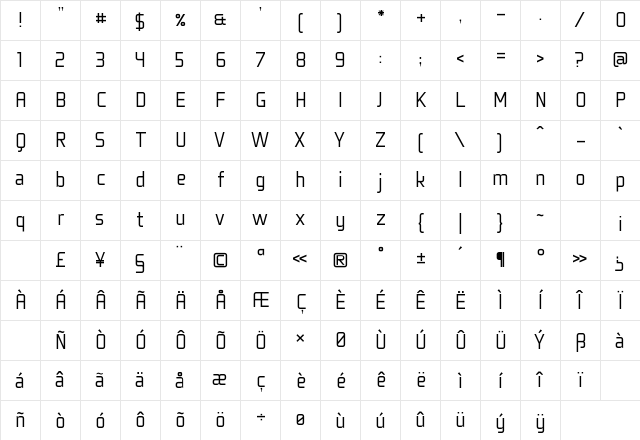 Fragma Light Character Map