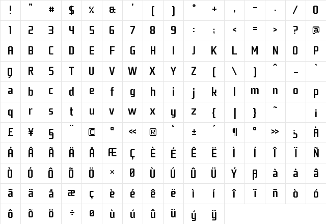 Fragma Medium Character Map