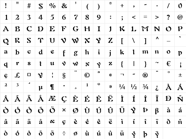 Auriol LT Bold Character Map Auriol LT Bold Character Map