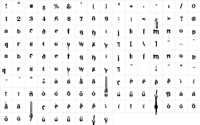 Frakturika Spamless Regular Character Map