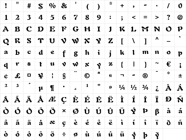 Auriol LT Black Regular Character Map