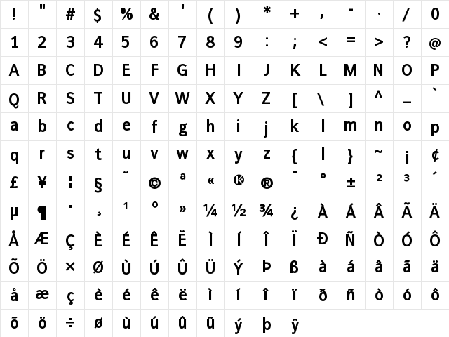 FrancophilSans Bold Character Map FrancophilSans Bold Character Map