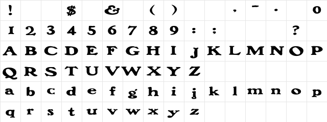 FrankFont Extended Regular Character Map