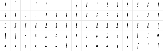 Americana Dreams Condensed Regular Character Map