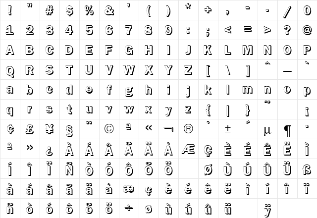 Franklin Regular Character Map