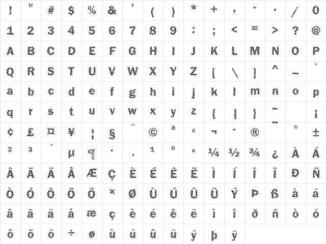 Franklin16 Becker Regular Character Map Franklin16 Becker Regular Character Map