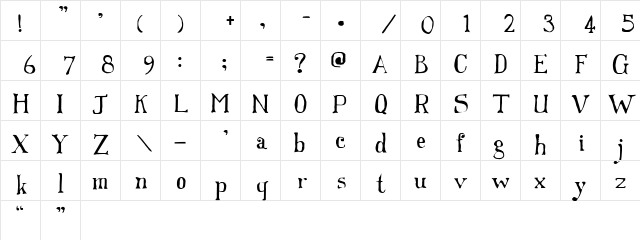 Franks Regular Character Map