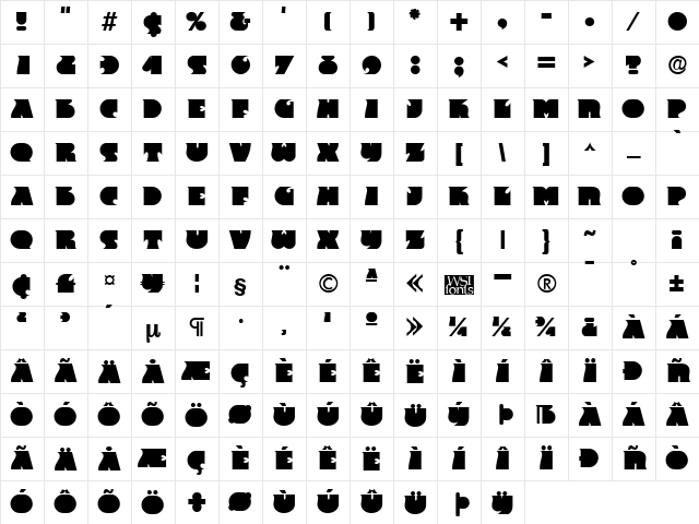 Frantic Regular Character Map Frantic Regular Character Map