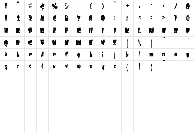 FreckleCondensed Regular Character Map FreckleCondensed Regular Character Map