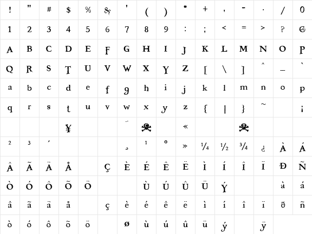 Freebooter Regular Character Map Freebooter Regular Character Map