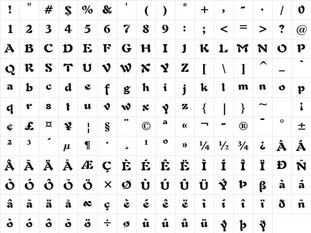 Freefrm721 Blk BT Black Character Map