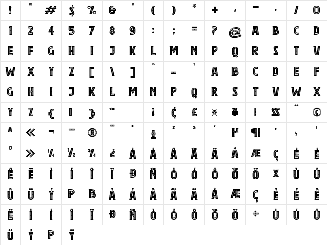 American Champion Regular Character Map