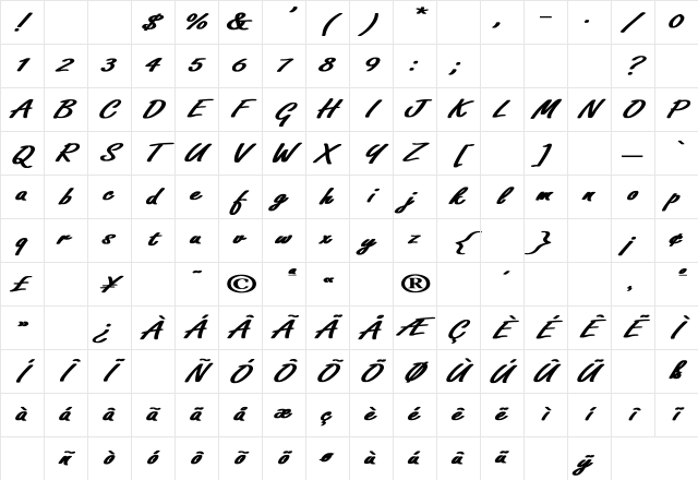 Freeport-Normal Ex Bold Bold Character Map