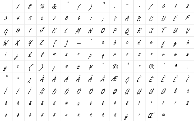 Freeport Regular Character Map