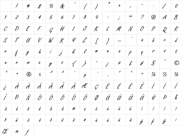 Freeport Regular Character Map