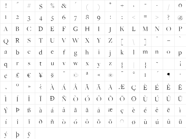 FreightBigLight Regular Character Map