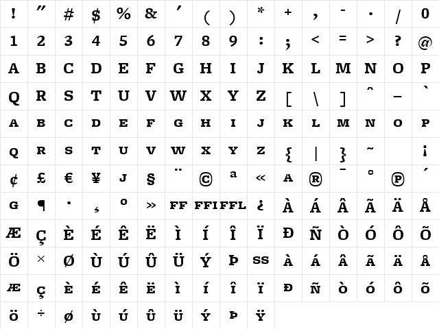 FreightMicro BoldSC Character Map