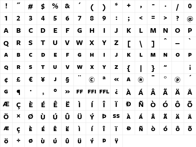 FreightSans BoldSC Character Map FreightSans BoldSC Character Map