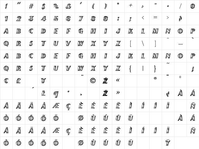 French Flash Regular Character Map