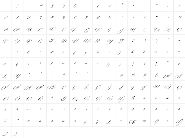 Fresh Script Regular Character Map
