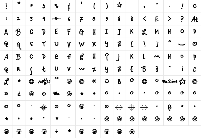 Fridayluck Regular Character Map