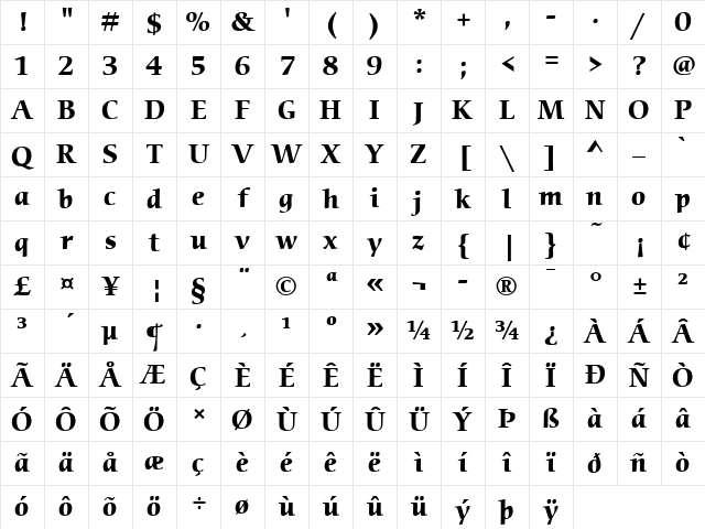 ITCCerigo LT Book Bold Character Map