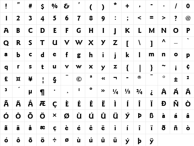 GoudySans LT Medium Bold Character Map GoudySans LT Medium Bold Character Map